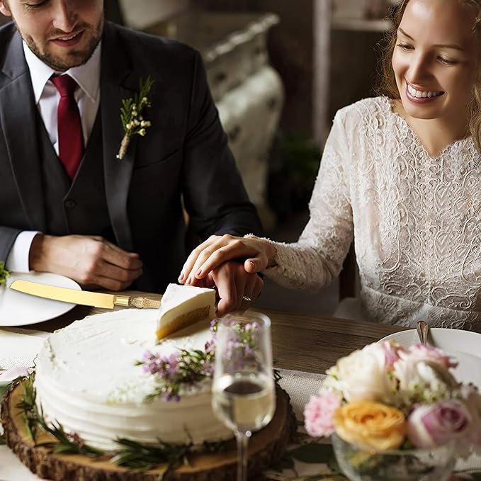 Wedding Cake Knife and Server Set, Cake Cutter and Pie Spatula, Cake Server and Knife Set of 2 with