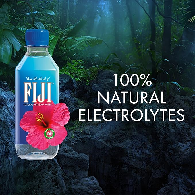 FIJI Natural Artesian Bottled Water 330mL / 11.15 Fl Ounce (Pack of 24) - 100% Natural Electrolytes