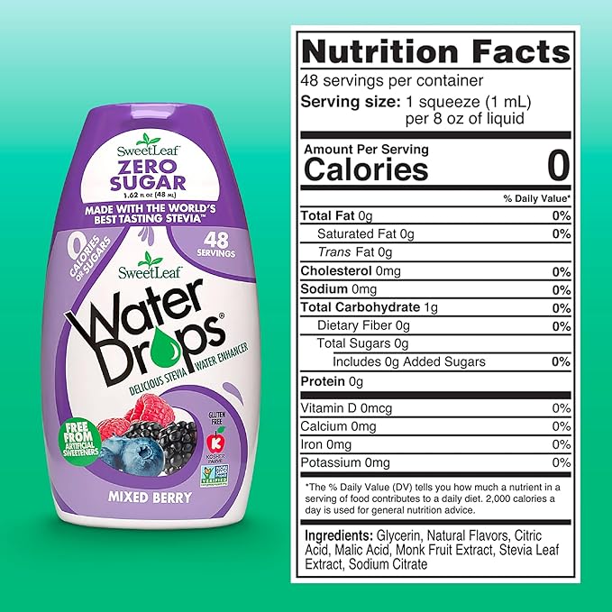 SweetLeaf Water Drops, Mixed Berry ??Sugar-Free Water Enhancer Drops, Stevia & Monk Fruit Sweetener