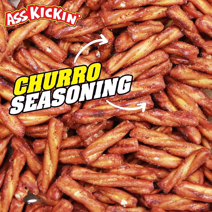 ASS KICKIN??Pretzels 12 Ounce Size Flavor Pack Seasoned Pretzel Twists (12oz, Churro)