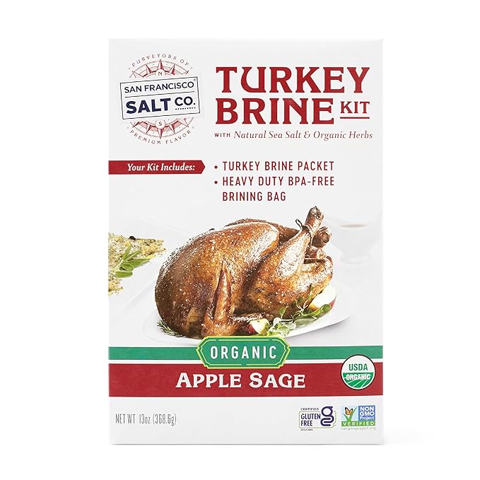 Organic Turkey Brine Kit - 13 oz. Apple Sage Brine with BPA-Free Brine Bag for Whole, Smoked