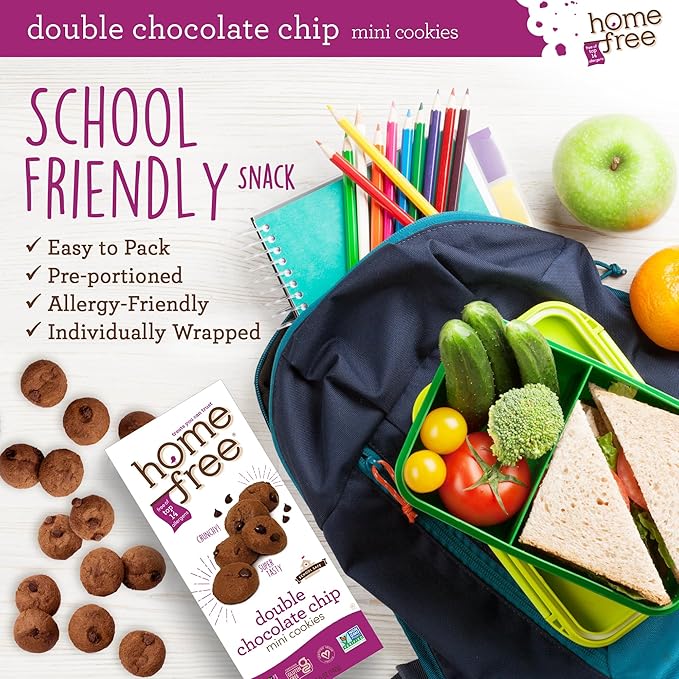 Homefree Mini Double Chocolate Chip Cookie Box, Gluten Free, Nut Free, Vegan, School Safe and