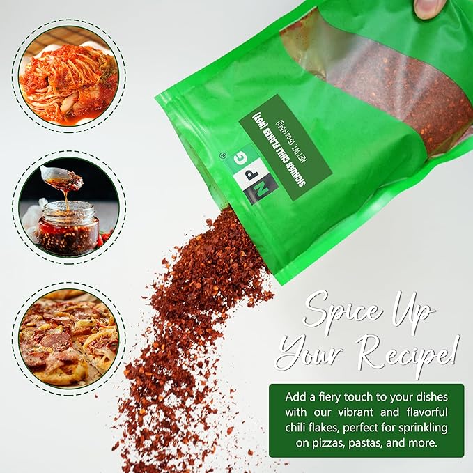 NPG Authentic Sichuan Chili Flakes 16 Oz, Extra Hot, Szechuan Crushed Red Pepper Flakes Bulk