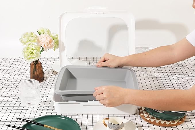 Sunsetbaby Silicone Baking Dish with Handles, Deep Rectangular Bakeware Cake Pan, Compatible with