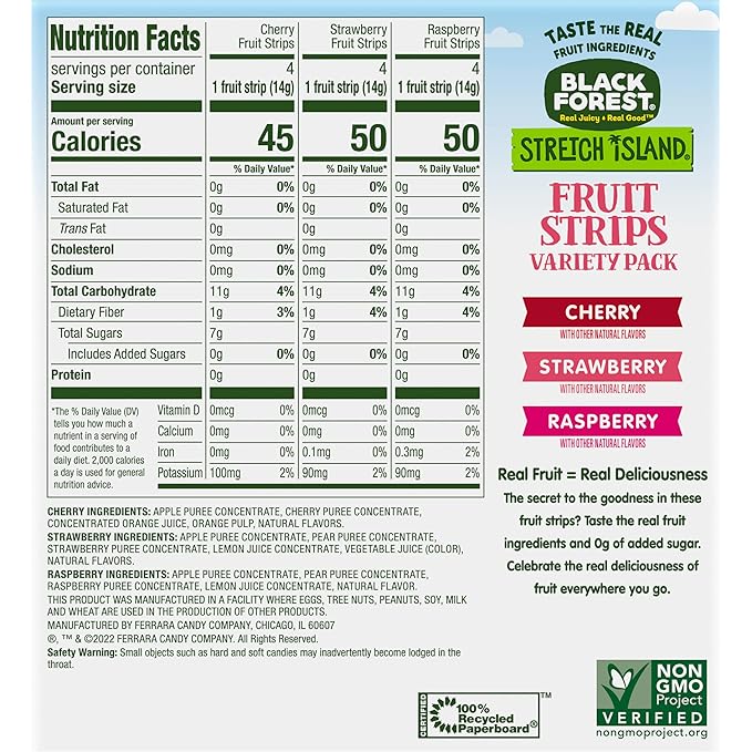 Black Forest Stretch Island Fruit Strips Variety Pack, 12 Count