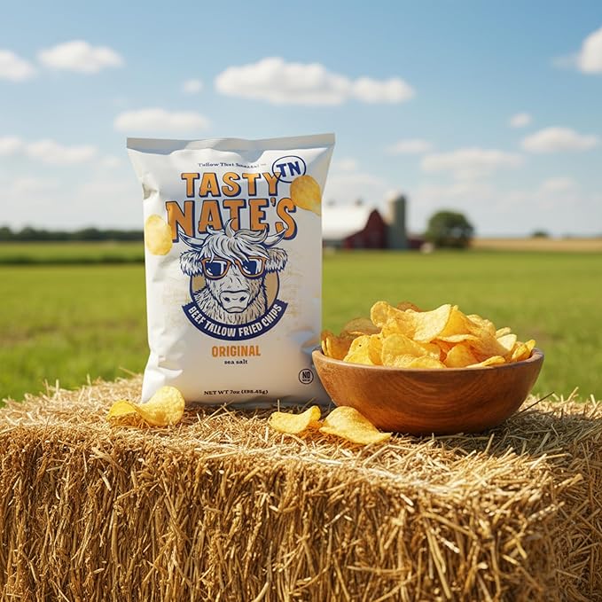 Tasty Nate???Beef Tallow Potato Chips - Original Sea Salt, Fried in 100% Beef Tallow - Seed Oil