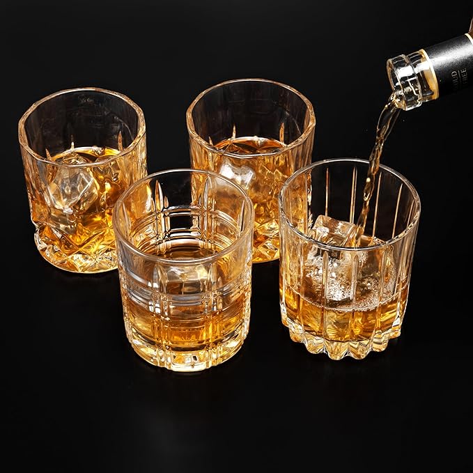 KANARS Old Fashioned Whiskey Glasses - Multi Designs Bourbon Glass 10 oz with Luxury Box - Ultra