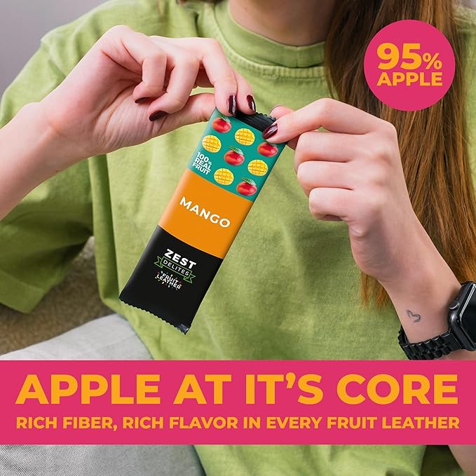 Fruit Snacks by Zest Delites, Fruit Leather Bars, Healthy Snacks for Adults & Kids, Vegan, Dried