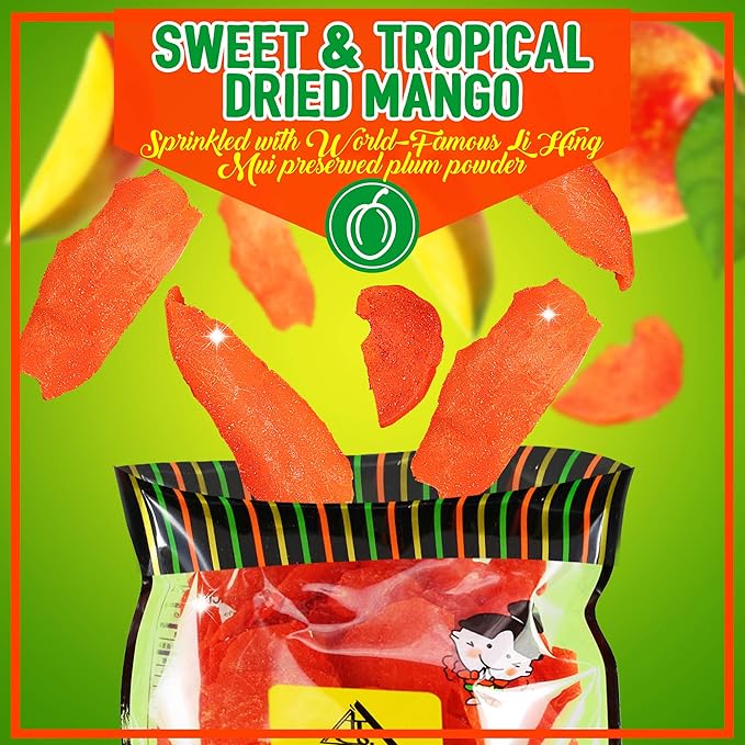 Asia Trans Li Hing Mui Dried Mango | Hawaiian Favorite | Naturally Sweet Dried Fruit Candy with
