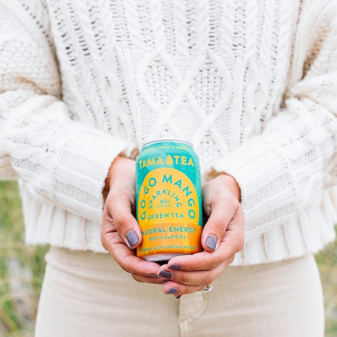 Tama Tea Sugar-Free Sparkling Green Tea, Mango – Organic & Naturally Energizing – Zero Calories