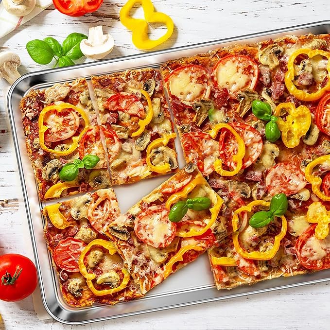 Homikit 2 Pack Baking Sheet, 18” x 13” Stainless Steel Large Cookie Pan Set for Oven, Heavy Duty