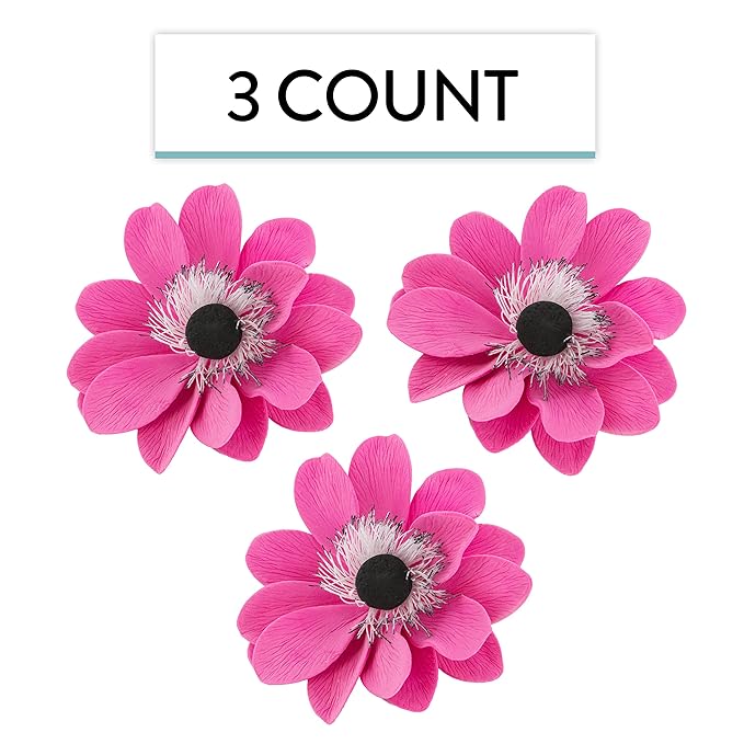 Global Sugar Art Double Anemone Sugar Cake Flowers Pink, 3 Count by Chef Alan Tetreault