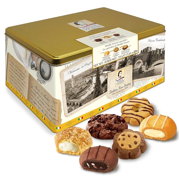 Matilde Vicenzi Verona Cookie Tin - Gourmet Italian Cookies Assortment in Individually Wrapped