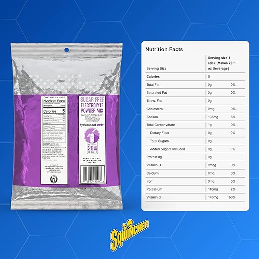 Sqwincher Zero Qwik Stik, Sugar Free, Low Calorie, Low Sodium Electrolyte Replacement Powder