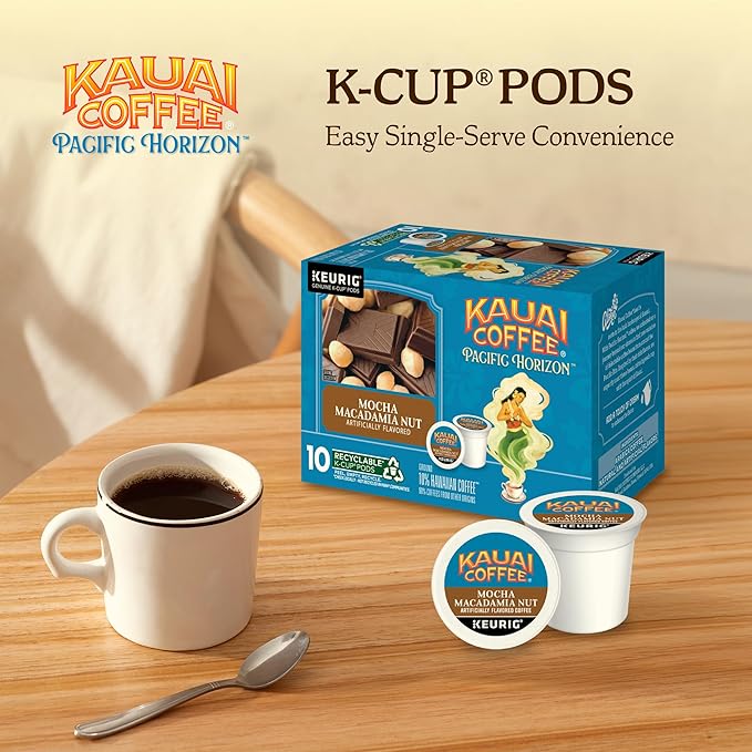 Kauai Coffee K-Cup Pods for Keurig Brewers – Arabica Coffee, 10% Hawaiian – Medium Roast, Savory