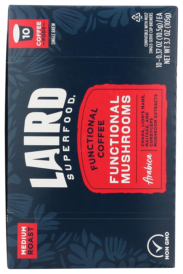 Laird Superfood K-Cups with Functional Mushrooms ??Medium Roast, 10ct - Made with Organic Extracts