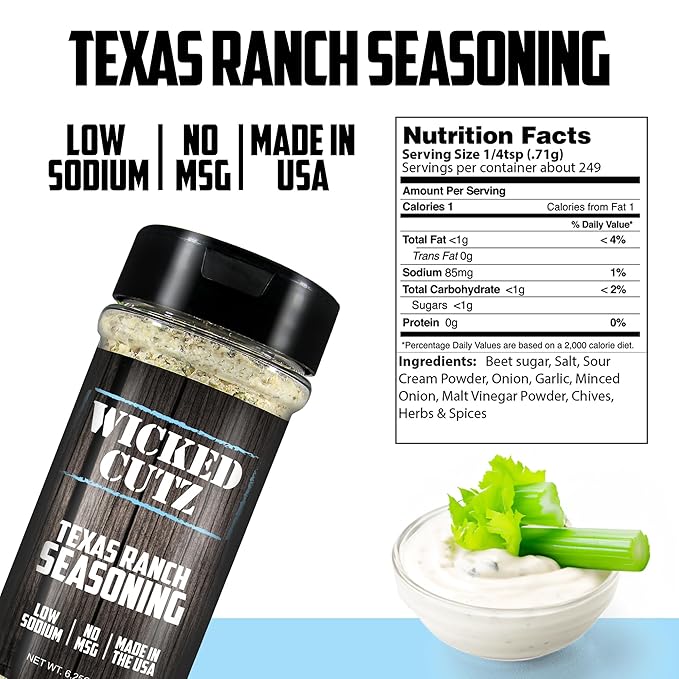 Wicked Cutz Texas Ranch Grill Seasoning Set, 2 Pack of Grilling Spices, Jerky Seasoning, Low Sodium