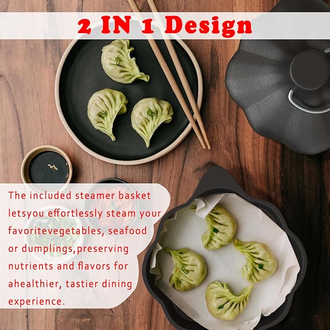 Cast Iron Saucepan & Chocolate Melting Pot, Small Sauce Pan & Tart Pan with Lid and Steamer, Garlic