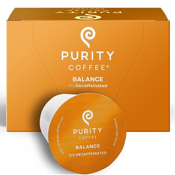 Purity Coffee BALANCE 2/3 Decaf Medium Roast Coffee Single-Serve K Pods (12ct Cups)
