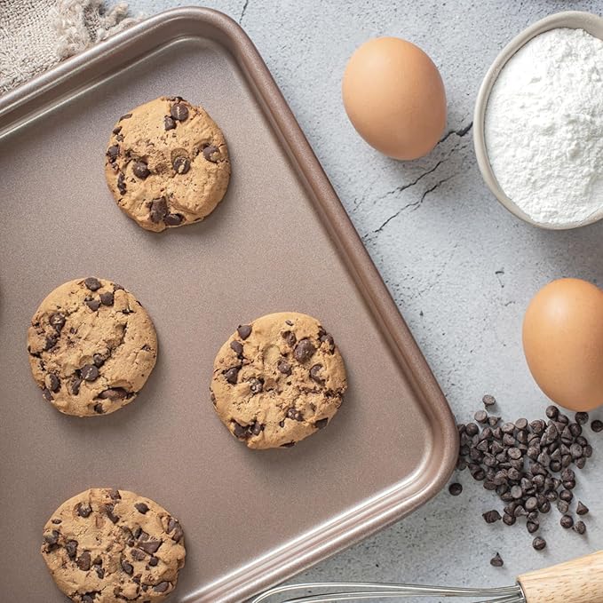 Nonstick 9x13 inch Quarter Baking Sheet Set of 2 | PFOA & BPA Free Non Toxic 13x9 inches Cookie