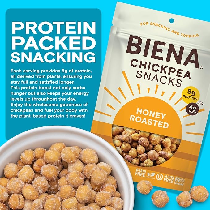 BIENA Chickpea Snacks - Crunchy Roasted Chickpeas - High Fiber Protein Snacks for Adults and Kids
