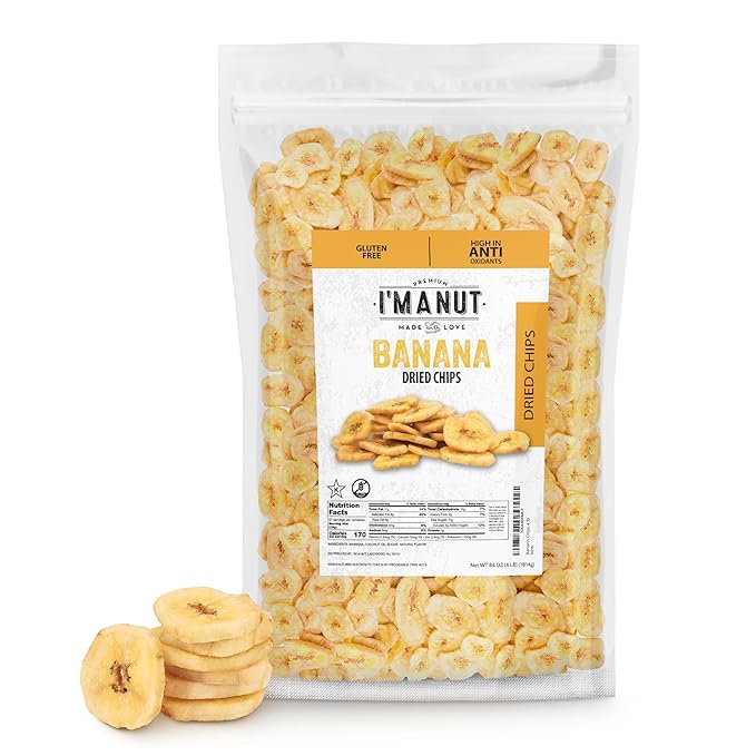 Premium Dried Banana Chips 48oz | Non-GMO, Batch Tested Gluten & Peanut Free | Ethically Sourced