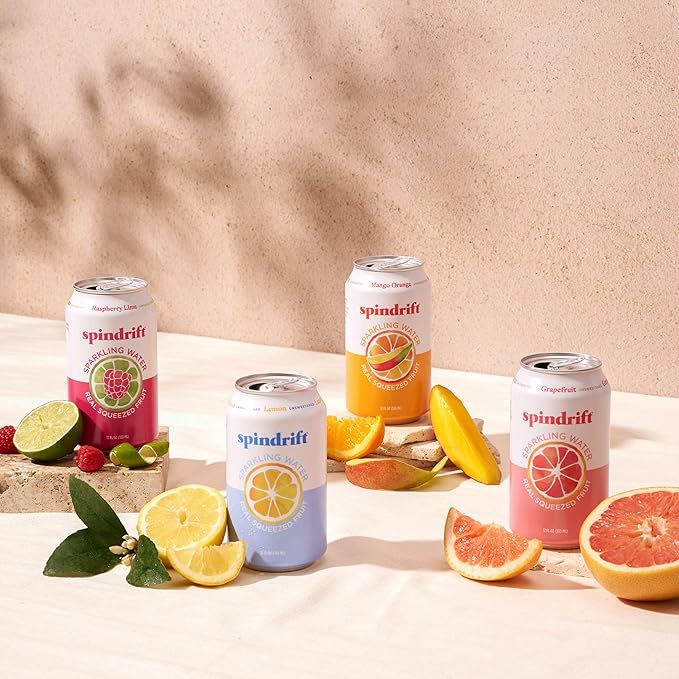 Spindrift Sparkling Water, 4 Flavor Variety Pack, Made with Real Squeezed Fruit, 12 Fl Oz (Pack of