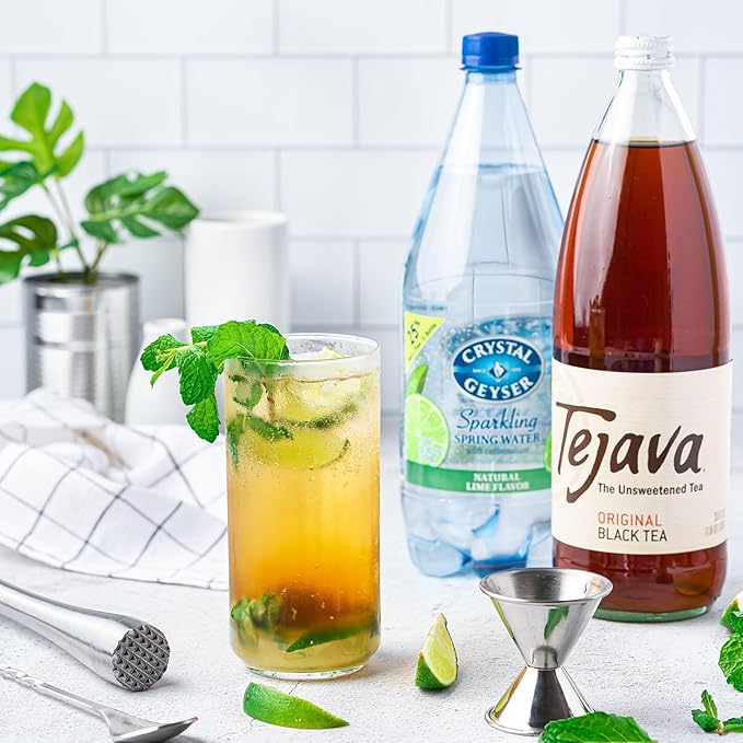 Tejava Original Unsweetened Black Iced Tea, 12 Pack, 1 Liter Glass Bottles, Non-GMO, Kosher, No