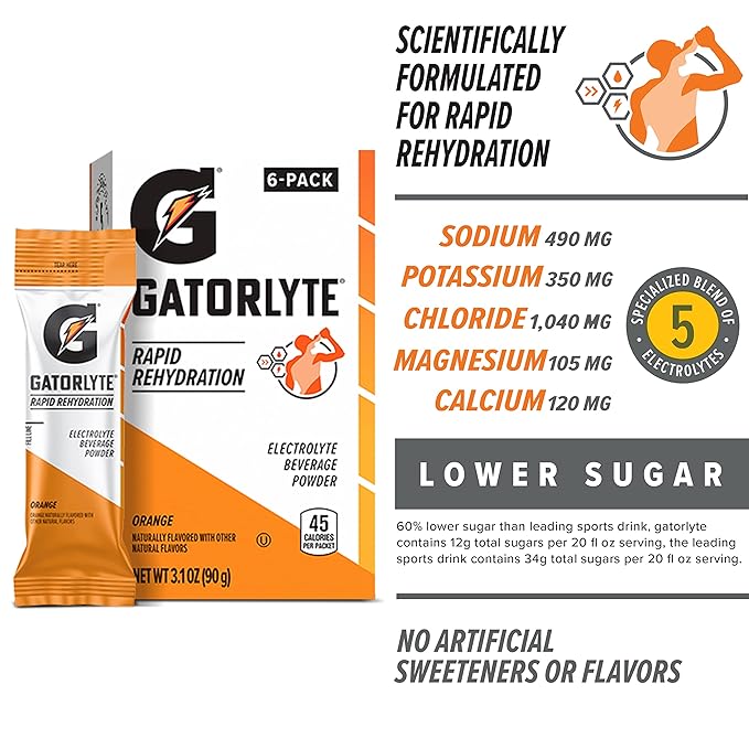 Gatorlyte Powder, Orange, Makes 20 Fl Oz (Pack of 48)