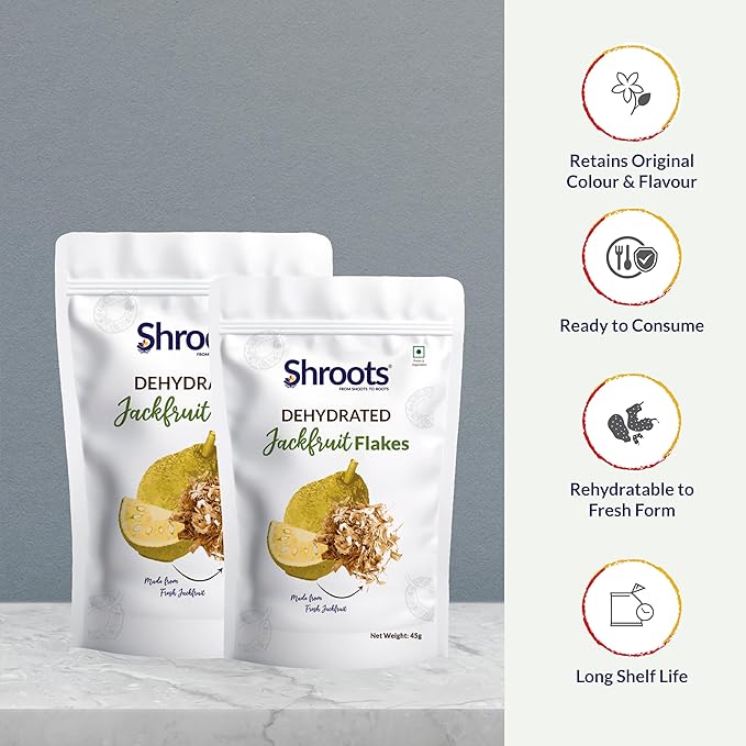 SHROOTS Dehydrated Jackfruit Flakes Pure Vegetarian Gluten-Free No Added Salt Easy Cooking