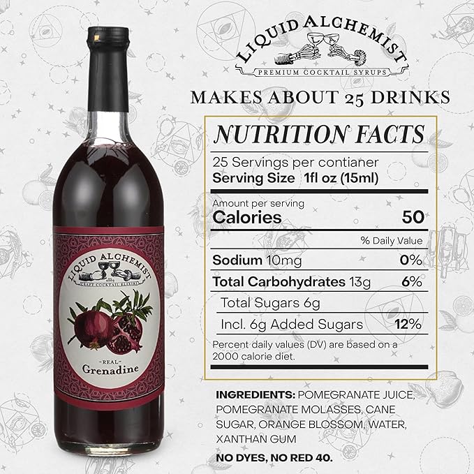 Liquid Alchemist Grenadine Syrup for Cocktails - Real Ingredients Make our Pomegranate Syrup the