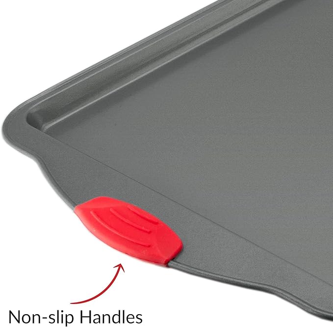 Premium Nonstick Baking Sheet Pans – Set of 3, Heavy-Gauge Carbon Steel, Warp, Dent, and