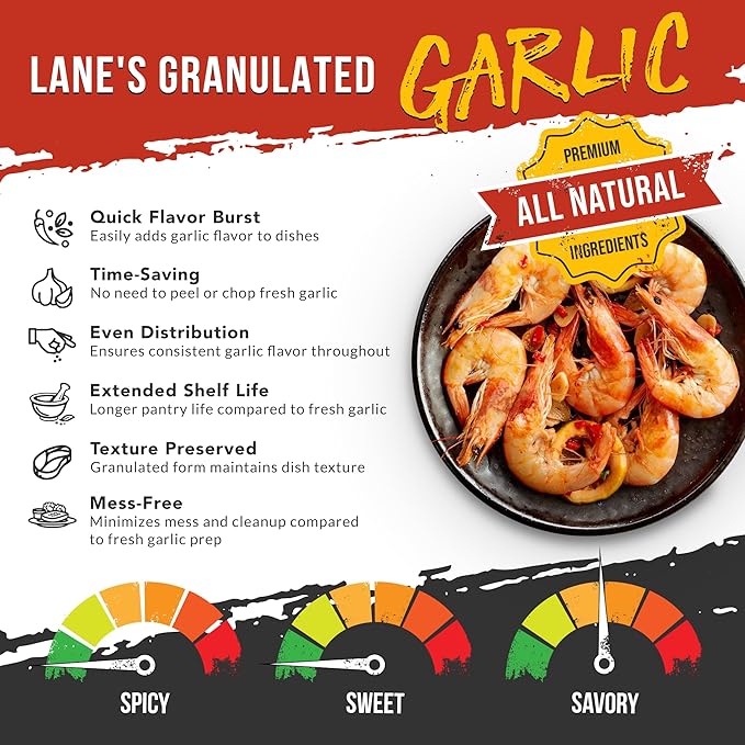 Lane's Granulated Garlic, All-Natural Granulated Garlic Powder, Perfect for Sauces and Dry Rubs