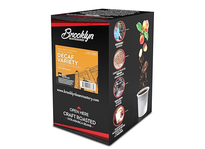 Brooklyn Beans Coffee Pods, Assorted Decaf Variety Pack - Compatible with Keurig K Cup Brewers