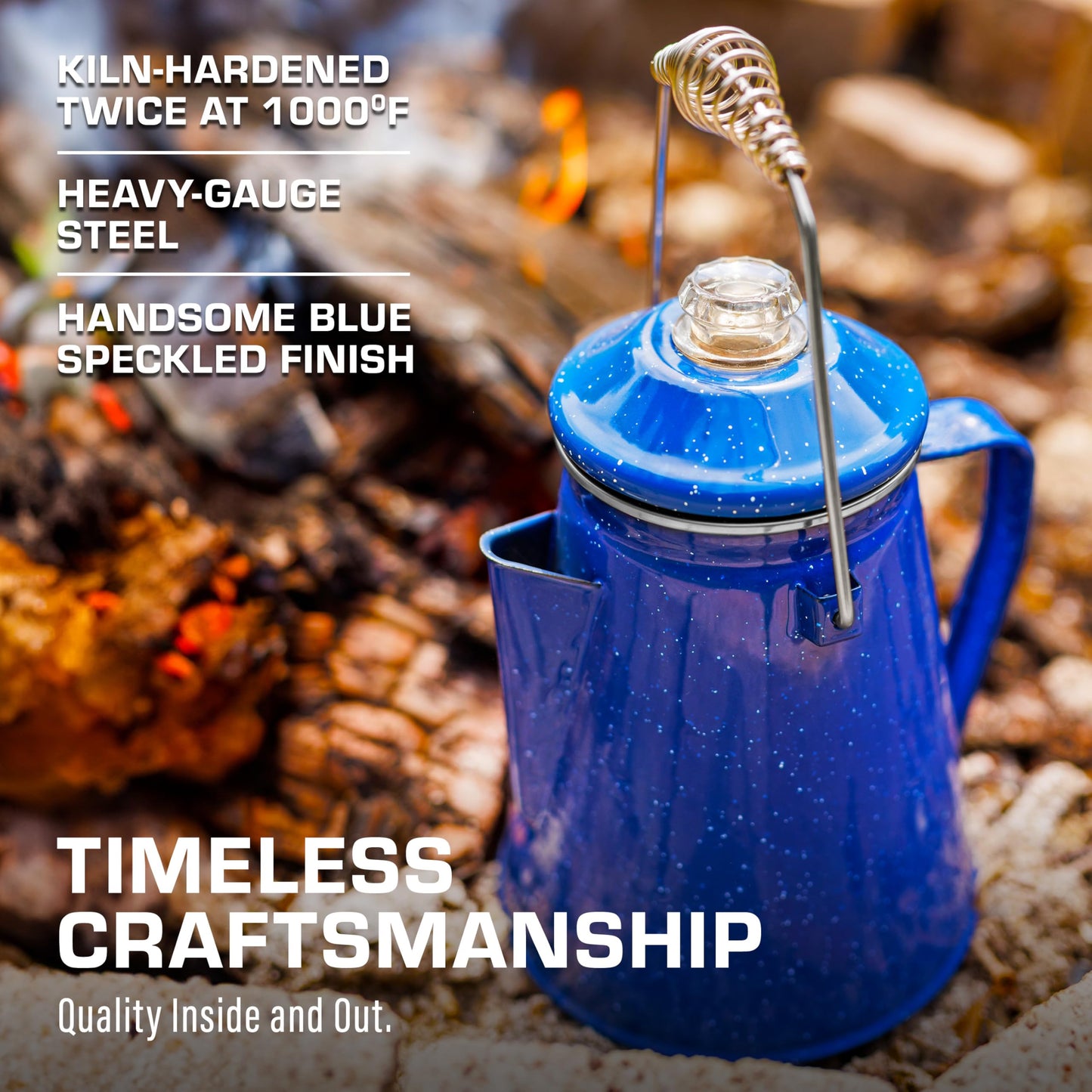 COLETTI Classic Percolator Coffee Pot — The Most Nostalgic Camping Coffee Pot, Now Modernized [Blue
