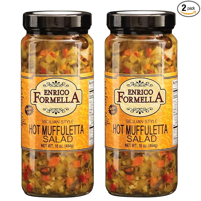 Enrico Formella Hot Muffuletta Salad - Gluten Free Italian Olive Mix - New Orleans Style Sicilian