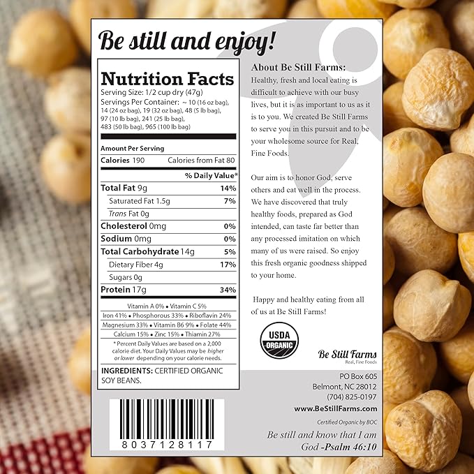 Be Still Farms Organic Soybeans - Soy Beans Dry (2.8 lb) aka Soya Nuts - Great for Edamame, Soy