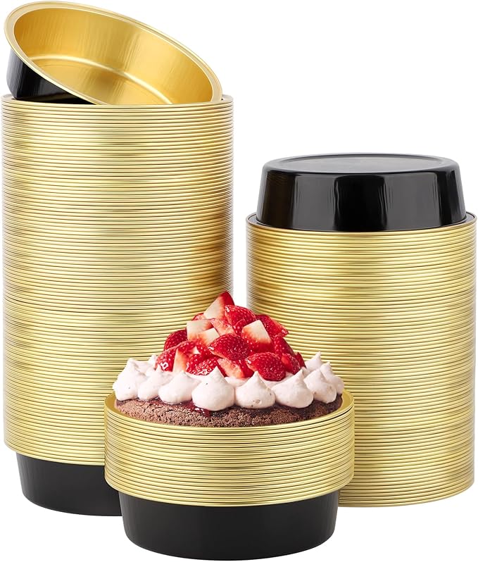 Beasea Aluminum Ramekins 200 Pack, 4" 7.3oz 215ml Disposable Baking Foil Cups Mini Ramekin Cup No