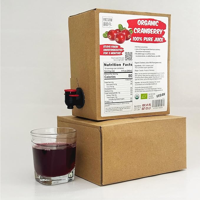Organic Cranberry Juice Box 101.4 Fl Oz | Pure Fruit Juice, Not From Concentrate | Organic, Vegan