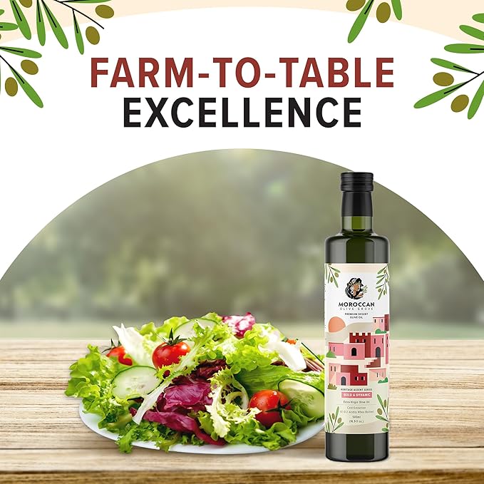 MOROCCAN OLIVE GROVE - The Red Olive Oil, Bold & Dynamic Cold-Pressed Desert Olive Oil Extra