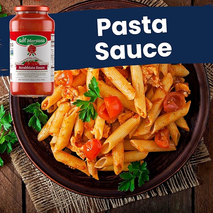La San Marzano Arrabiata Sauce, 24 oz, Pasta Sauce Made in Italy, All Purpose Tomato Premium