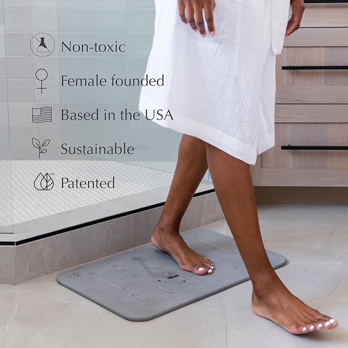 Dorai Home Bath Stone Mat 23.6"x15.4" (2-Pack) – Quick-Dry, Non-Slip Diatomite Stone Bath Mat, Rain
