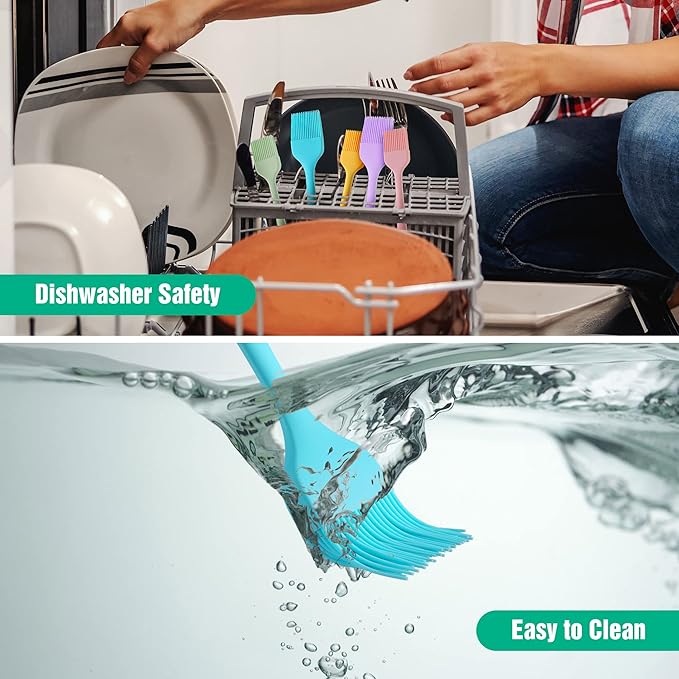 HAUSHOF Silicone Basting Pastry Brush, Heat Resistant Pastry Brush Set, One-Piece Design, Perfect