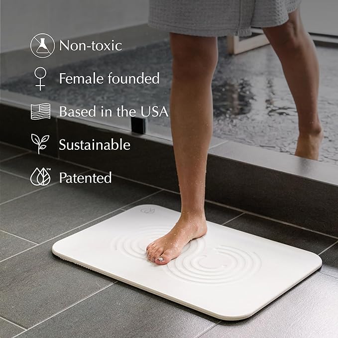 Dorai Home Bath Stone Mat 23.6"x15.4"| Luxury Diatomite Stone Bath Mat |Quickly Removes Water |