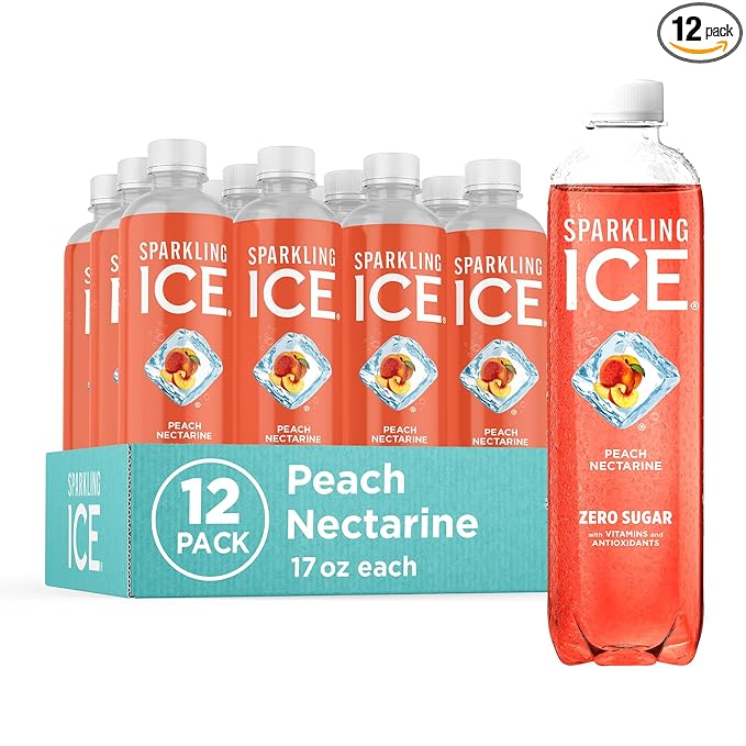 Sparkling Ice, Peach Nectarine Sparkling Water, Zero Sugar Flavored Water, with Vitamins and