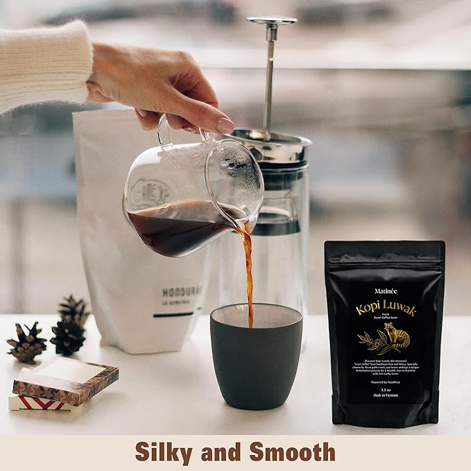 MATINÉE Wild Kopi Luwak Coffee Whole Beans, Medium Roast Luwak Coffee Gifts, Produce of Vietnam