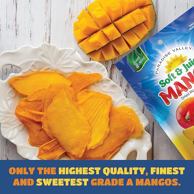 Dried Mango Slices - Delicious Texture Soft & Juicy Low Sugar Added Dried Mango - Naturally Ripened