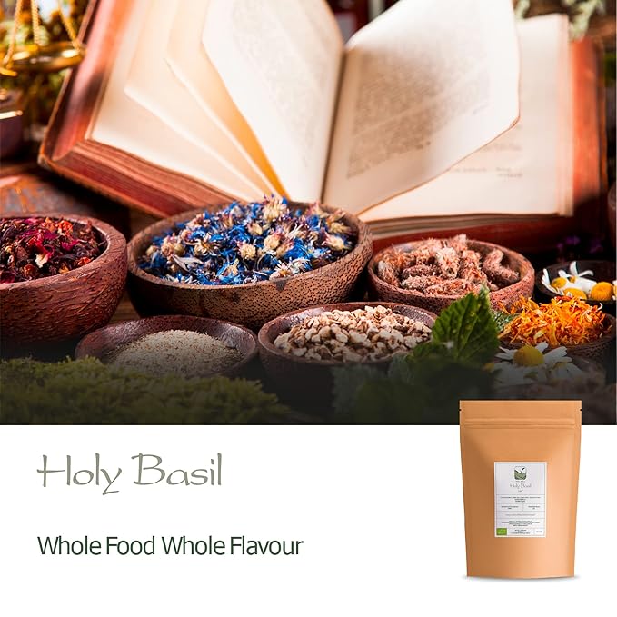 Tulsi Holy Basil Organic Tea - Sweet Green Delicacy - Herbal Thulasi or Tulasi - Holy Basil Herb