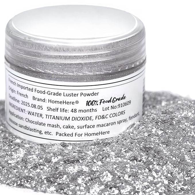 HomeHere Edible Luster Dust Food-Grade Glimmer Powder Glitter for Cake Decorating 7g, Disco Diamond