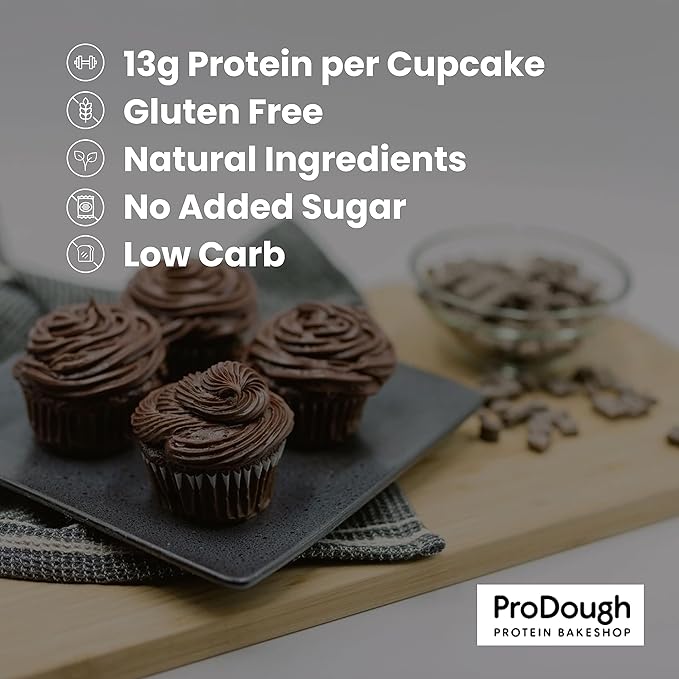 ProDough High Protein- Gluten Free Cupcake Mix, Low Carb, 13g of Protein per Cupcake, No Added